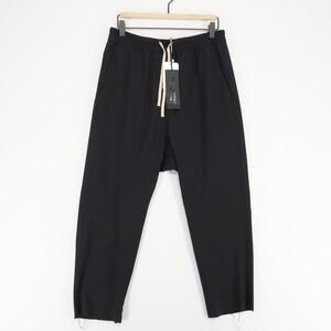 NILI LOTAN Aida Pants Womens Small Black Raw Fray Hem Wool Blend Drop Crotch